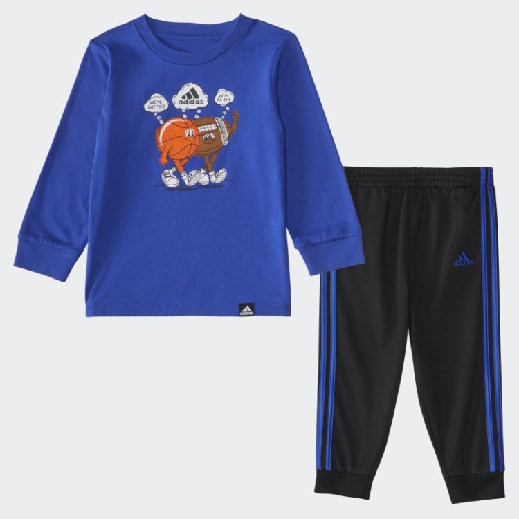 Conjunto Jogger E Camiseta Manga Longa De Algodão Adidas Royal Blue