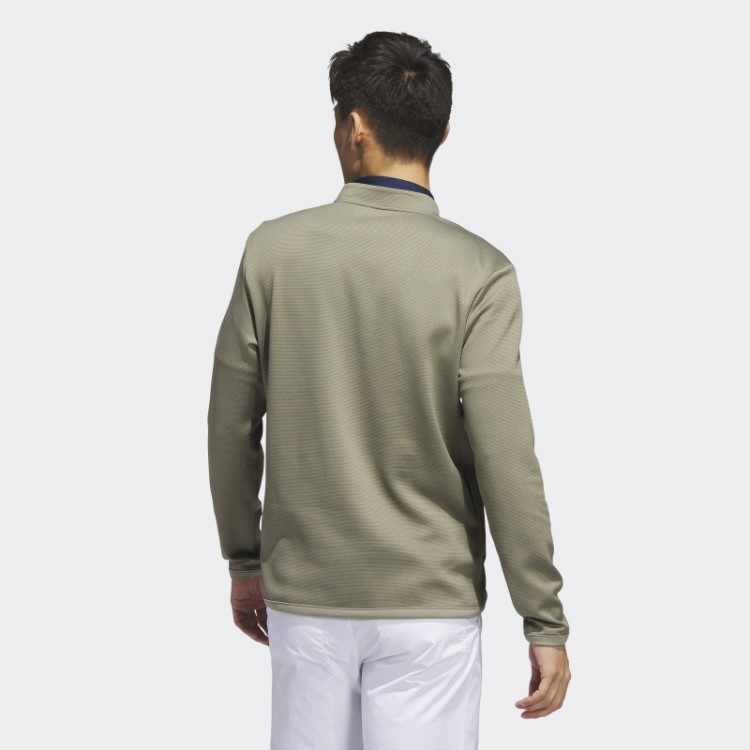 Pulôver De Golfe Com Microponto Verde-oliva E Zíper 1/4 Adidas