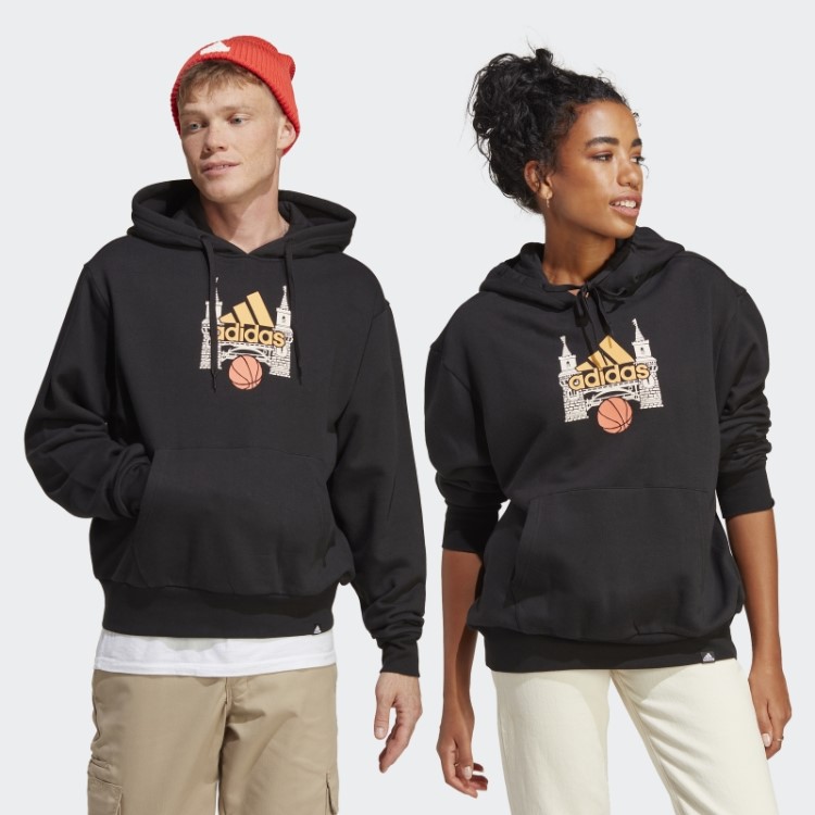 Moletom Com Capuz Gráfico Preto Adidas