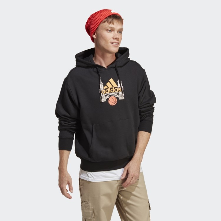 Moletom Com Capuz Gráfico Preto Adidas