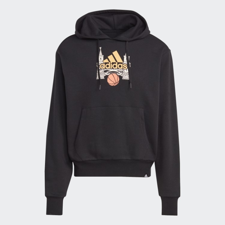 Moletom Com Capuz Gráfico Preto Adidas
