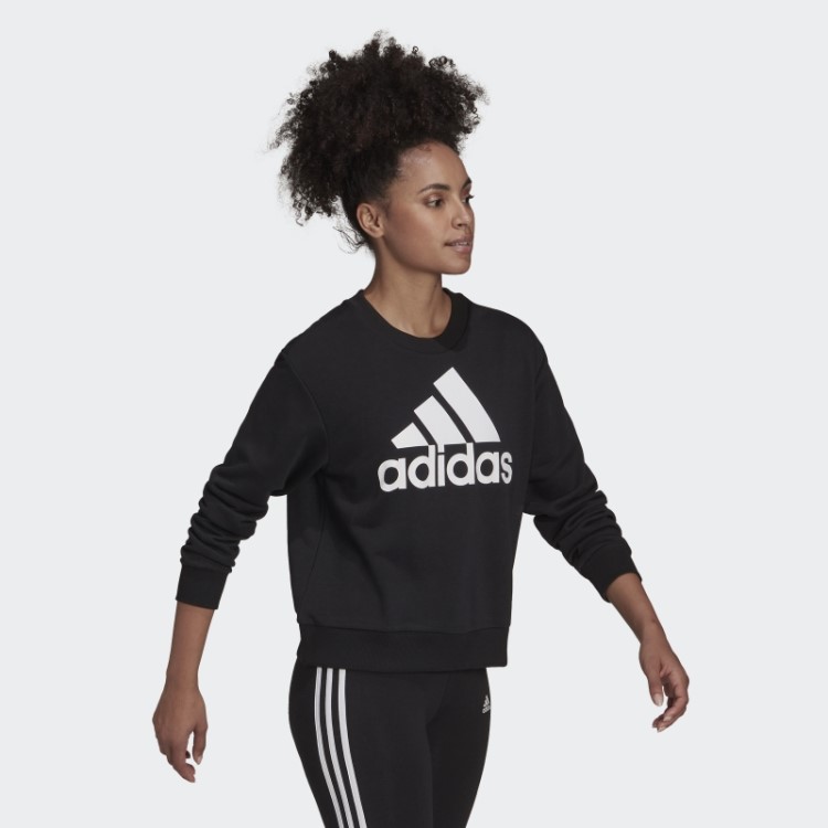 Moletom Solto Com Logo Preto Essencial Adidas