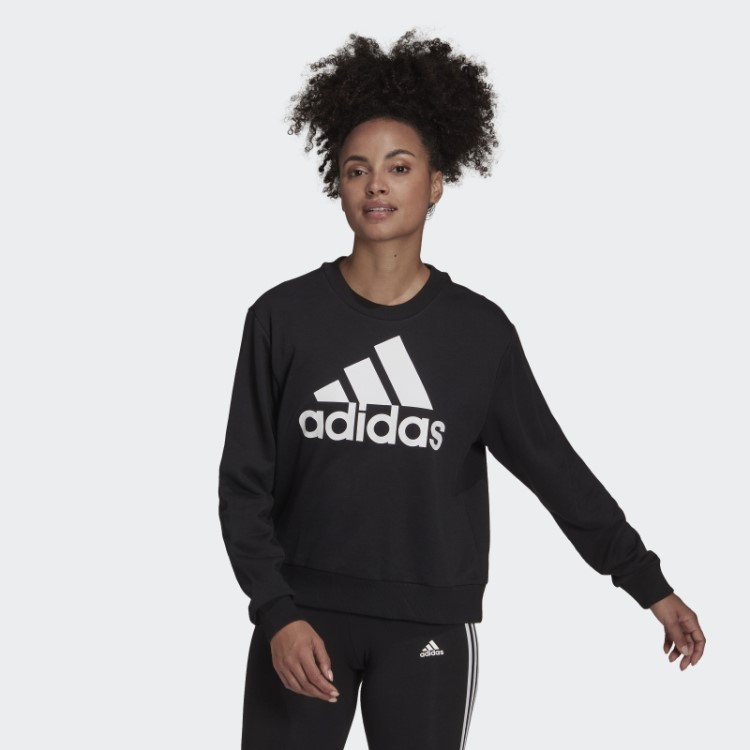 Moletom Solto Preto Com Logo Adidas Essentials