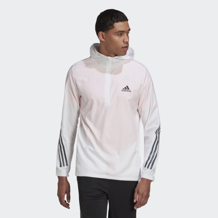 Jaqueta Branca Adidas Run Icons Com As Três Listras