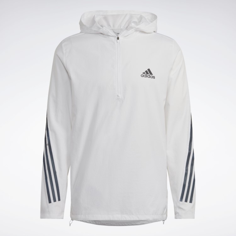 Jaqueta Branca Adidas Run Icons Com As Três Listras