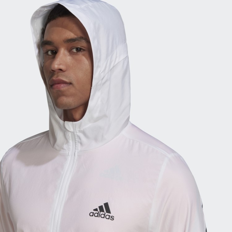 Jaqueta Branca Adidas Run Icons Com As Três Listras
