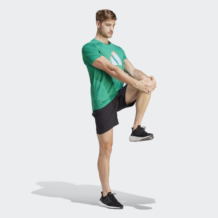 Camiseta Verde Adidas Run Icons 3 Bar Logo