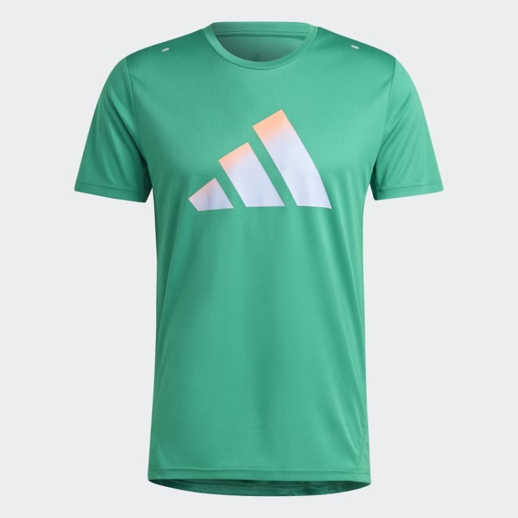 Camiseta Verde Adidas Run Icons 3 Bar Logo