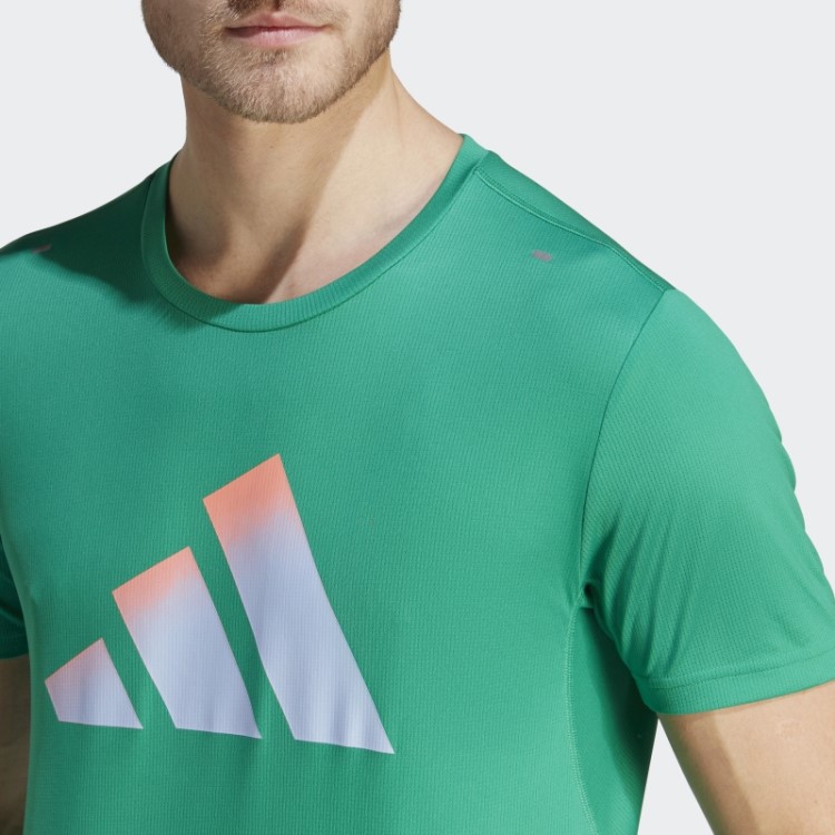Camiseta Verde Adidas Run Icons 3 Bar Logo