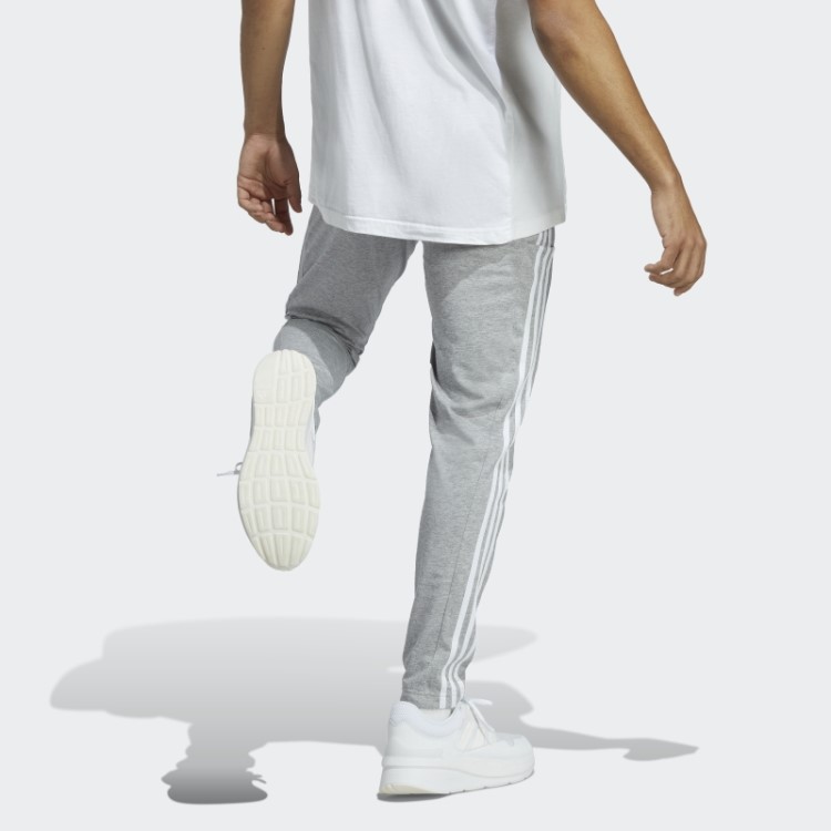 Calças Essenciais De Jérsei Simples Com Bainha Aberta E As Três Listras Cinza Médio Adidas