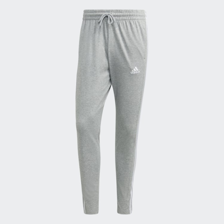 Calças Essenciais De Jérsei Simples Com Bainha Aberta E As Três Listras Cinza Médio Adidas