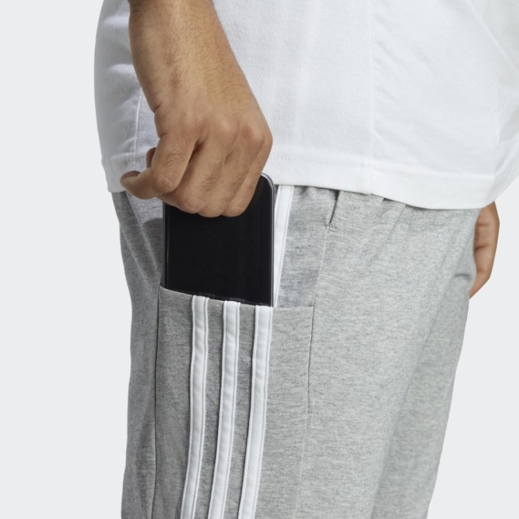 Calças Essenciais De Jérsei Simples Com Bainha Aberta E As Três Listras Cinza Médio Adidas