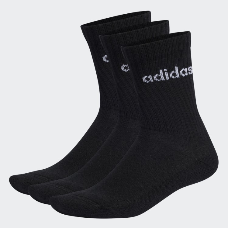 Meias Lineares Acolchoadas 3 Pares Adidas Preto