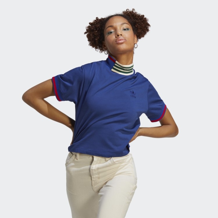 Camiseta Adidas Com Gola Canelada Vitória Azul