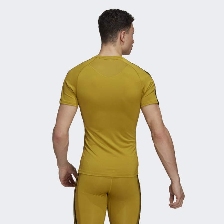 Camiseta De Treino Techfit Com As Três Listras Verde-oliva Adidas