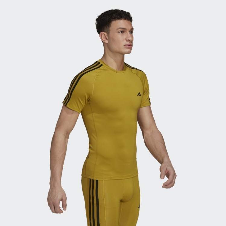 Camiseta De Treino Techfit Com As Três Listras Verde-oliva Adidas