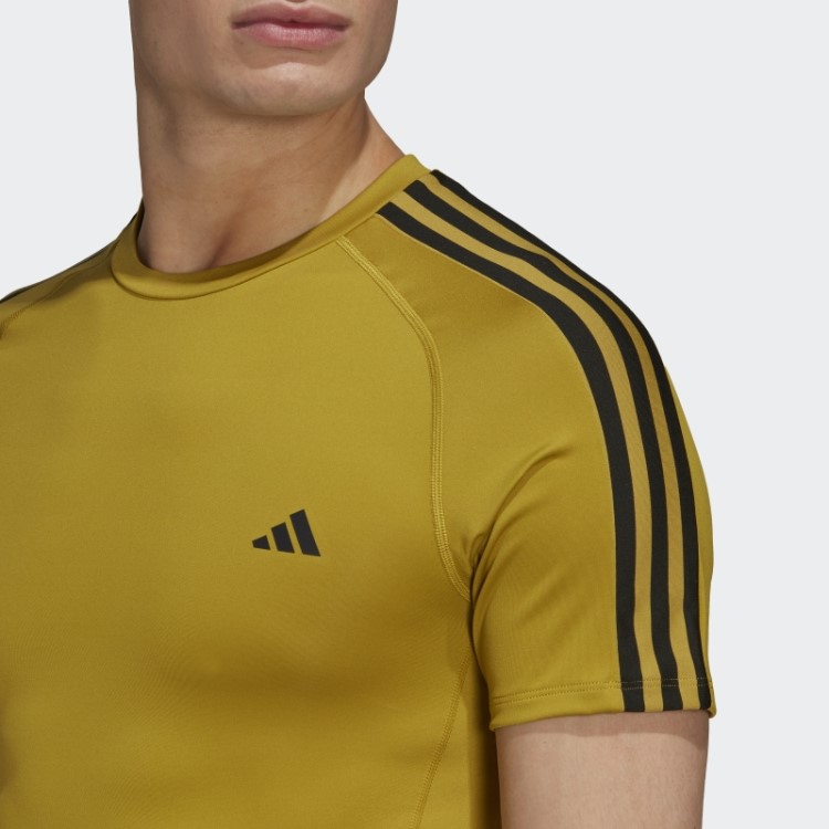 Camiseta De Treino Techfit Com As Três Listras Verde-oliva Adidas