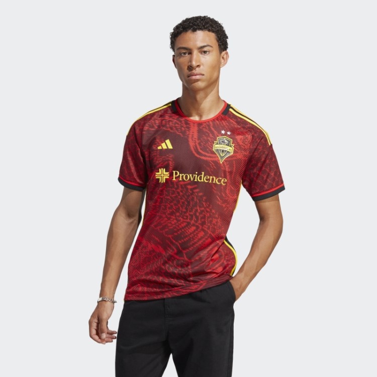 Red Seattle Sounders Fc 23/24 Away Camisa Autêntica Adidas