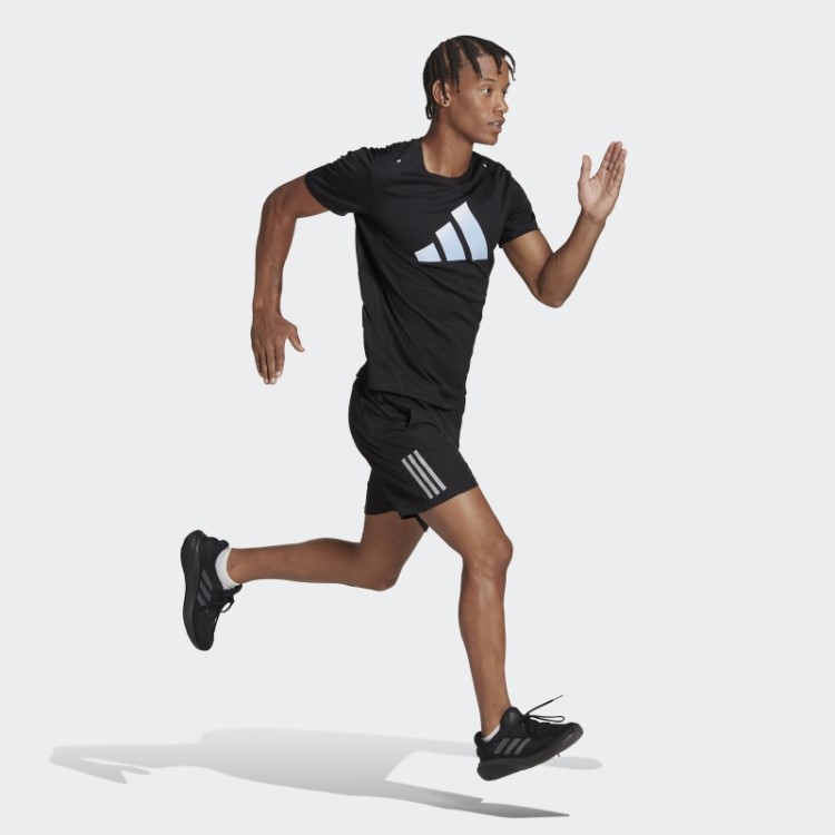 Run Icons 3 Bar Logo Camiseta Preta Adidas