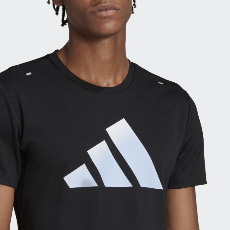 Run Icons 3 Bar Logo Camiseta Preta Adidas