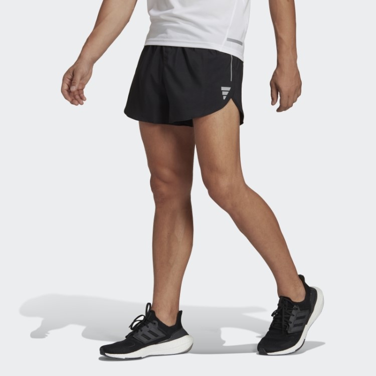 Adidas Preto Possui A Moda De Shorts Divididos De Corrida