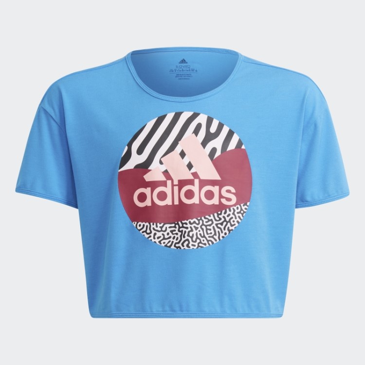 Camiseta Cropped Com Logo Adidas Azul Aeroready Power Training