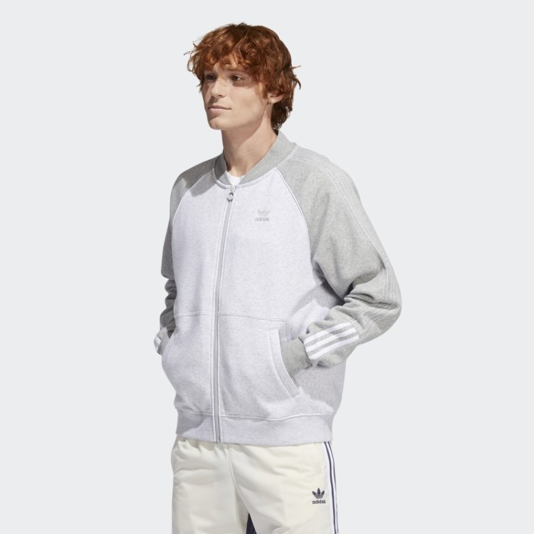 Jaqueta De Corrida Adidas Fleece Sst Cinza Claro Urze