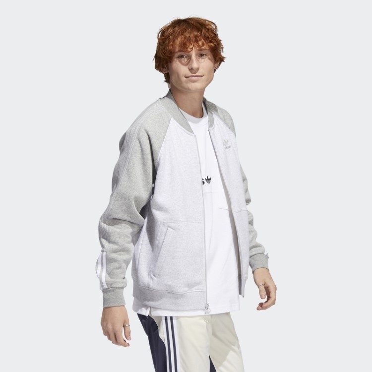 Jaqueta De Corrida Adidas Fleece Sst Cinza Claro Urze