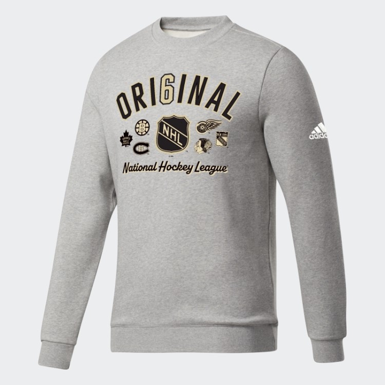 Nhl Fleece Crew Adidas Cinza Médio