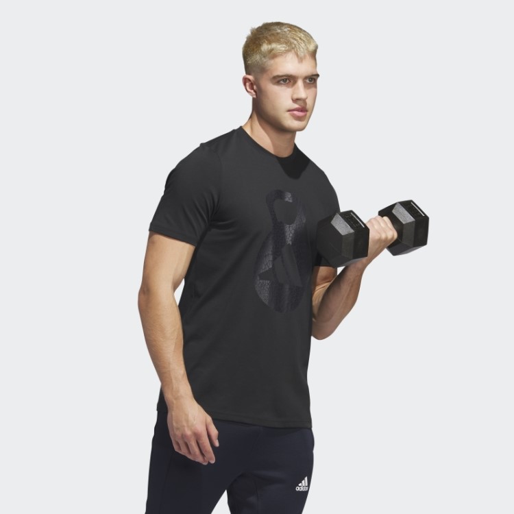 Camiseta Preta Adidas Aeroready Training Com Logo Manga Curta