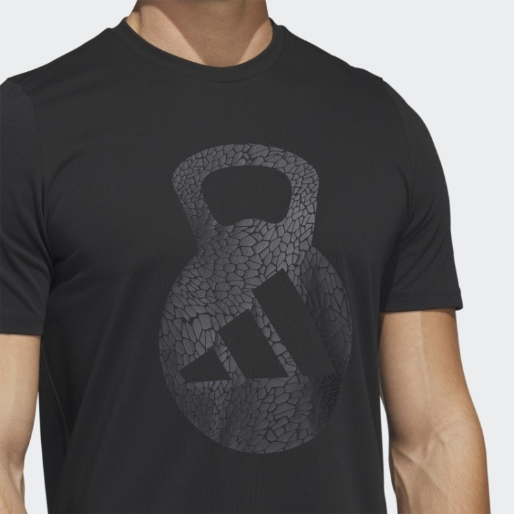 Camiseta Preta Adidas Aeroready Training Com Logo Manga Curta