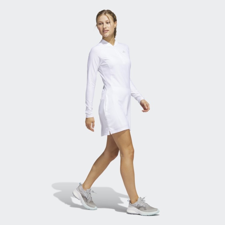 Vestido De Golfe Branco De Manga Comprida Adidas