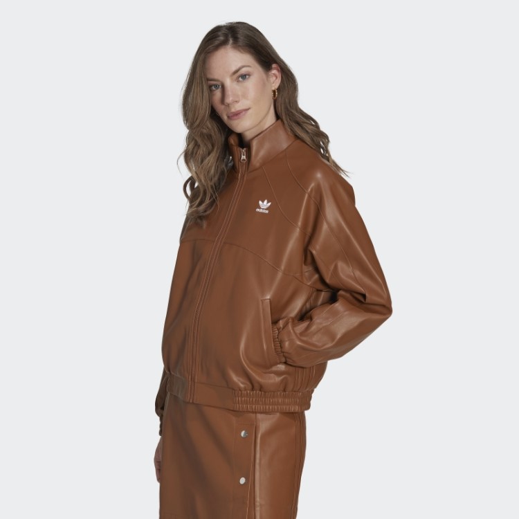 Jaqueta De Couro Fake Marrom Central Adidas