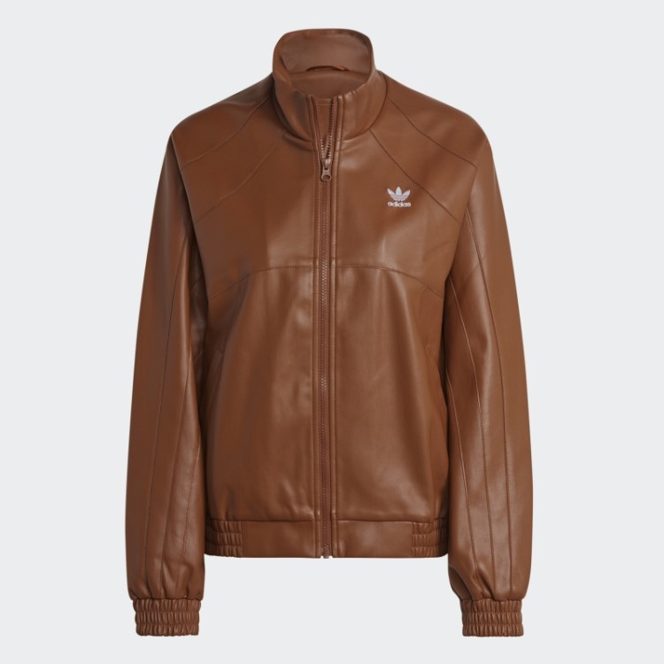 Jaqueta De Couro Fake Marrom Central Adidas