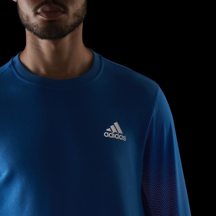 Moletom De Tripulação Reflexivo Rápido Adidas Blue Rush