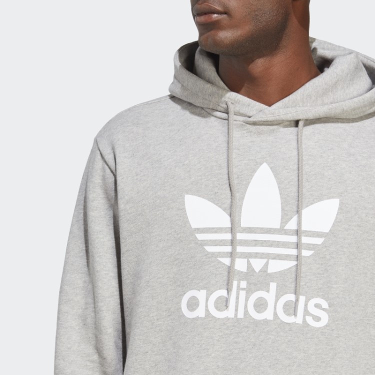 Adidas Moletom Com Capuz Cinza Médio Adicolor Classics Trefoil