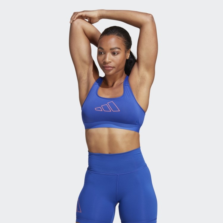 Sutiã De Suporte Médio Hiperbrilhante Powerreact Azul Adidas