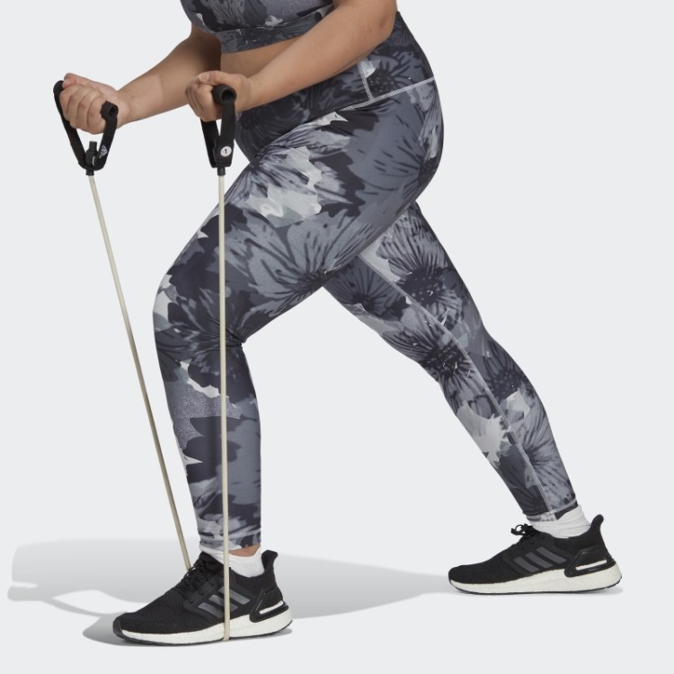 Legging Cintura Alta Estampada Essencial Para Treino (tamanho Grande) Adidas Cinza