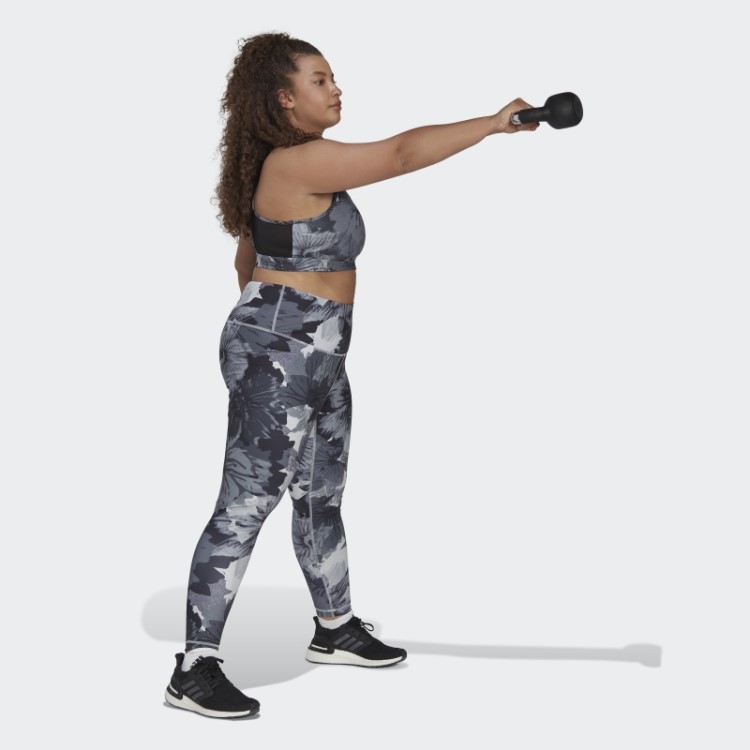 Legging Cintura Alta Estampada Essencial Para Treino (tamanho Grande) Adidas Cinza