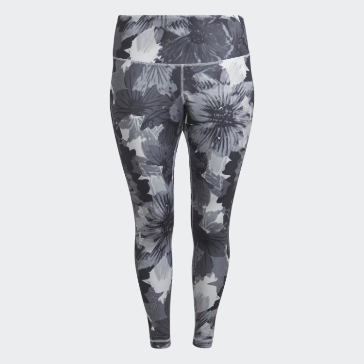 Legging Cintura Alta Estampada Essencial Para Treino (tamanho Grande) Adidas Cinza