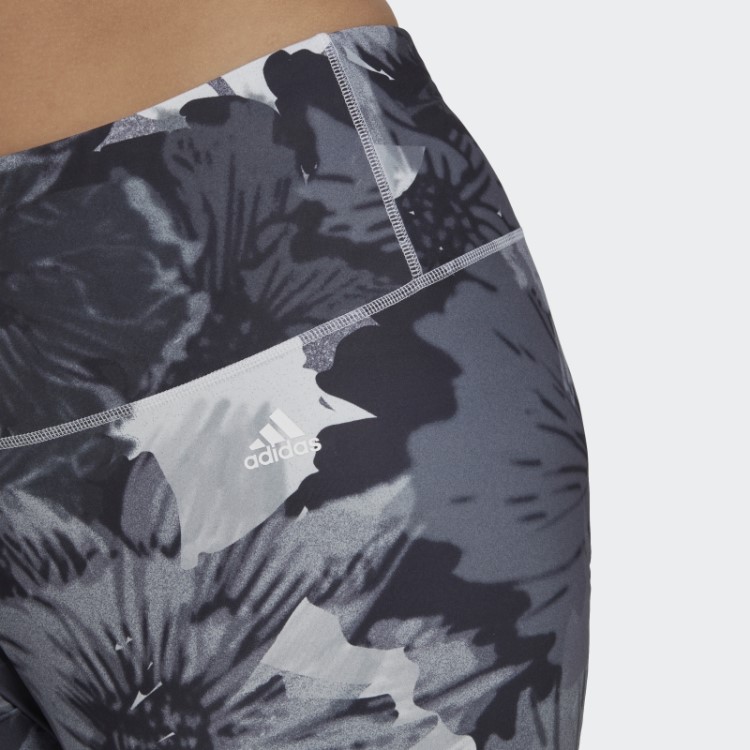 Legging Cintura Alta Estampada Essencial Para Treino (tamanho Grande) Adidas Cinza