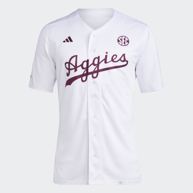 Camisa De Beisebol Branca Aggies Varejo Adidas