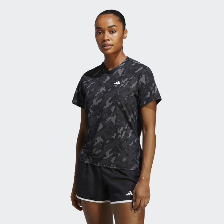 Própria Camiseta De Corrida Camuflada The Run Adidas Preta