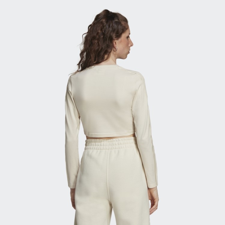 Camiseta Branca De Manga Longa Adidas Loungewear Cropped