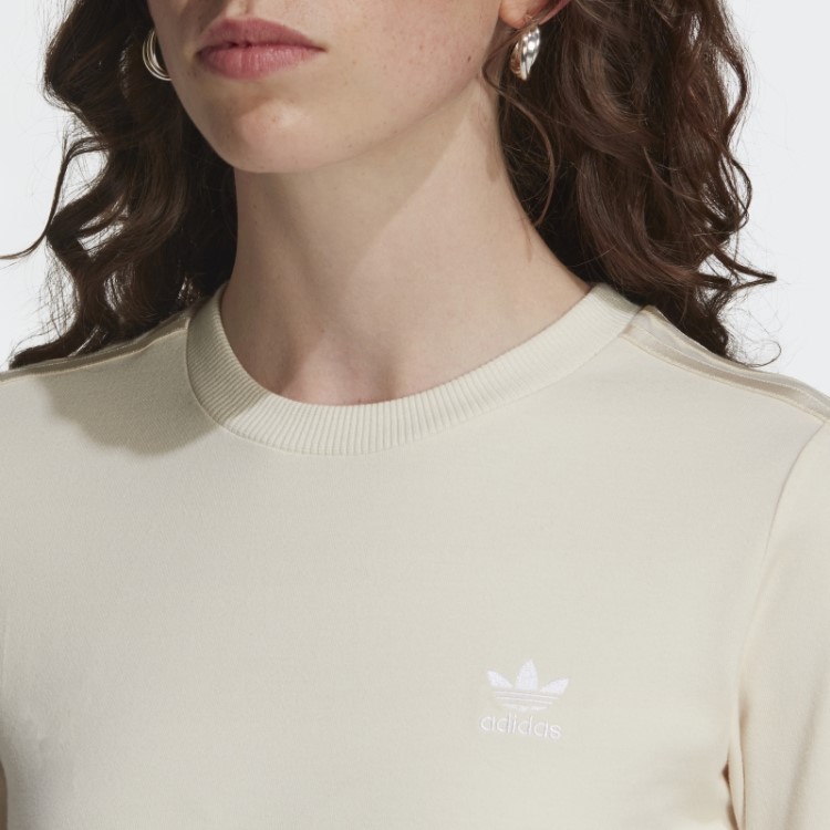 Camiseta Branca De Manga Longa Adidas Loungewear Cropped