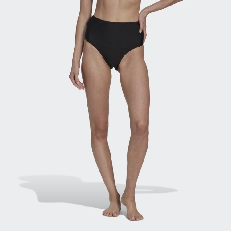 Cueca De Biquíni Preto Cintura Alta Adidas