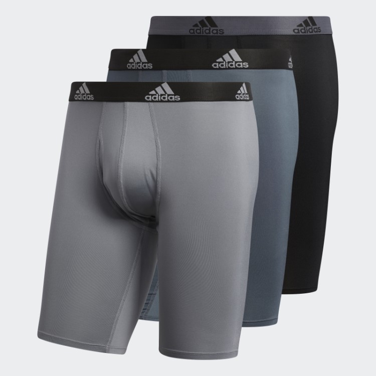 Cueca Boxer Longa Performance 3 Pares Adidas Cinza