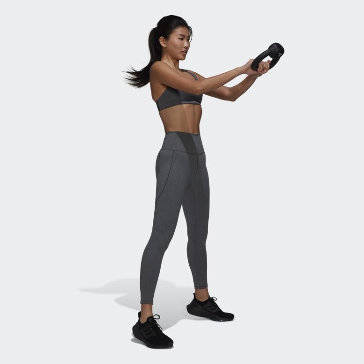 Legging Cinza Escuro Urze Adidas Yoga Studio 7/8 Quente