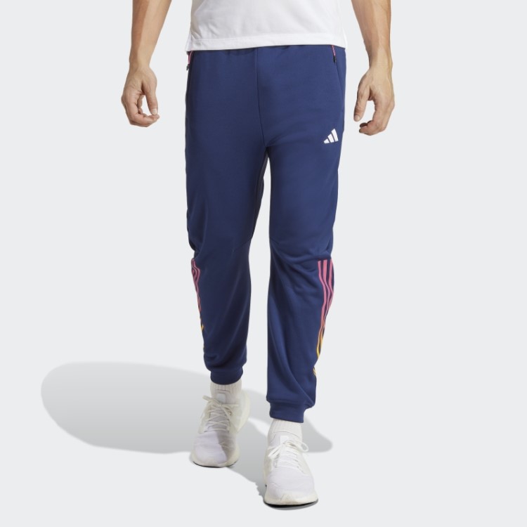 Calça De Treino Com As Três Listras Adidas Train Icons Azul Escuro