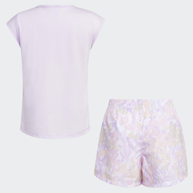 Camiseta Adidas Purple Tint Mel Wvn Sobre Conjunto Curto